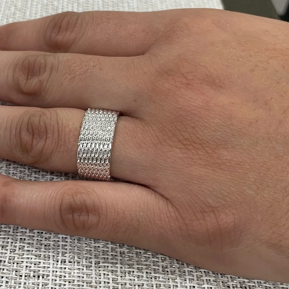 Sterling Silver Mesh Ring Size 8